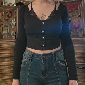 💥3/ 25$, SHEIN, L, Long Sleeved button up crop top